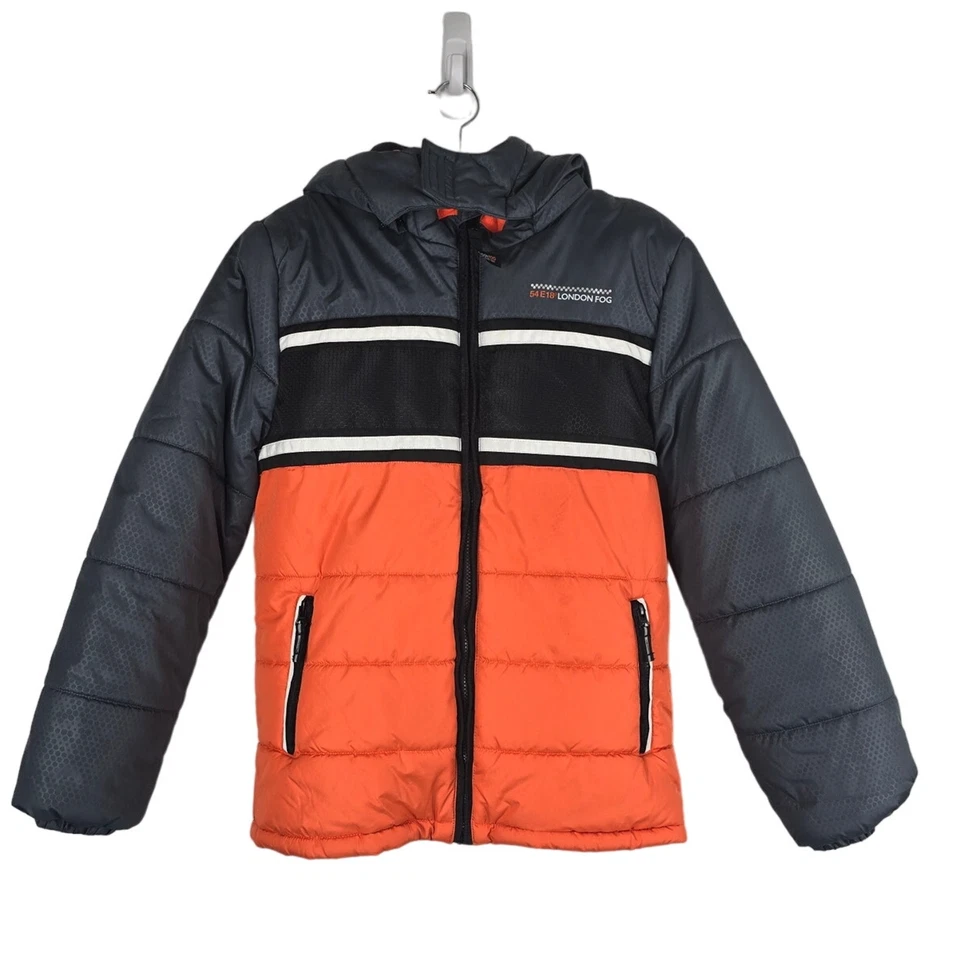 LONDON FOG BOY'S 54 E18 Winter Athletic Snow Puffer Jacket Coat 14/16 — 第 1/4 张图片