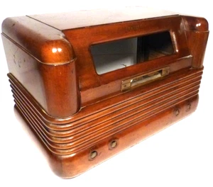 #4 RADIO DE MESA PHILCO 42-350 de colección parte: CÁSCARA DE MADERA con PLACA FRONTAL Y ANTENA - Imagen 1 de 8