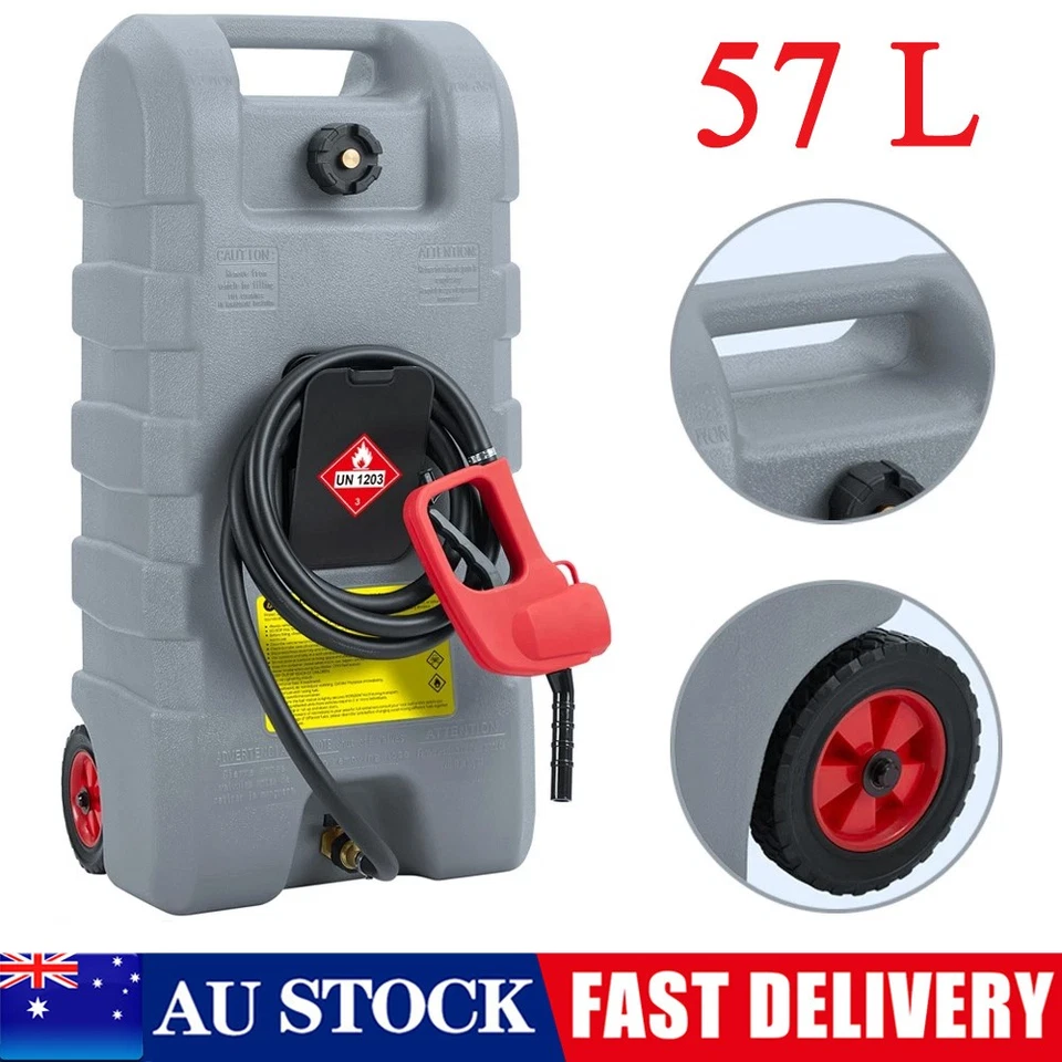 57L Fuel Caddy 15Gallon Gasoline Can Diesel Fuel Tank On-Wheels w/ Transfer Pump - image 1 of 4