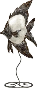 Capiz & Metal Angelfish auf Ständer weiß/dunkelgrau 20x9x3" - Bild 1 von 3