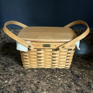 Longaberger Basket With Wood Lid And Insert - Picture 1 of 6