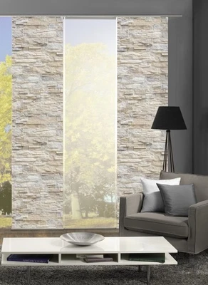 3er-Set Flächenvorhang, blickdicht, FRANZI wollweiß, Höhe 245cm, mit Zubehör WFI - Bild 1 von 4