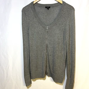Talbots hellgrauer Strickpullover Cardigan Reißverschluss vorne Verzierung Größe Small - Bild 1 von 8