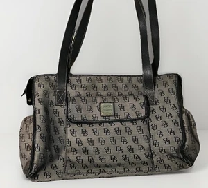 Dooney & Bourke 1975 Diaper Bag Black Gray Classic DB Logo Everyday Laptop - Picture 1 of 22