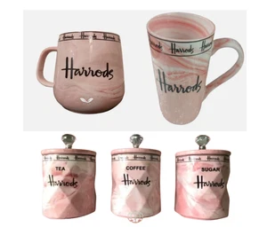 Harrods Mug Or Canister Ceramic Pink Marble Tea Coffee Sugar Hot Cold Drink Gift - Picture 1 of 10