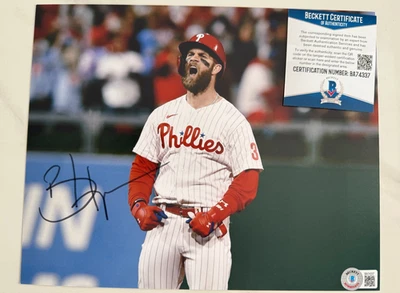 Bryce Harper Signed Autographed 8x10 Photo Philadelphia Phillies Beckett COA - Image 1 of 2
