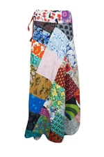 Boho Gypsy WRAP SKIRT Cotton Colorful MAXI Skirt Printed Patchwork Beach Skirts