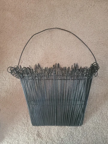 Vintage Wire Basket With Handle Farmhouse Cottage Display Mail Holder Cover