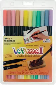 of America  1122-12B Le Plume II Double-Ended Markers with Brush and Fine Tips,
