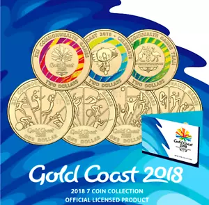 2018 Australia Commonwealth Games Full Set of 7x $1 / $2 Gold Coast Coins Folder - Bild 1 von 5