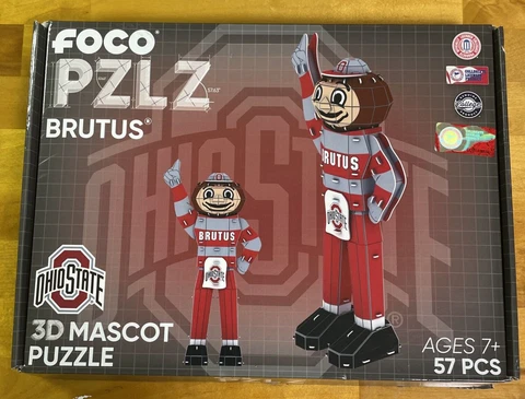 Ohio State Buckeyes Brutus Foco PZLZ 3D Mascot Puzzle 57 Pieces Age 7+ New Cover