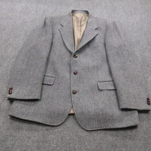 Vtg Orvis Jacket Men 46 Gray Harris Tweed Wool Notch Lapel Single Blazer Coat - Picture 1 of 15
