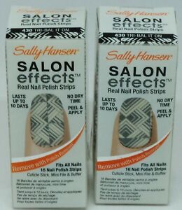 2 PKG Sally Hansen Salon Effects Real Nail Polish Strips 32ct TRI-BAL IT ON #430