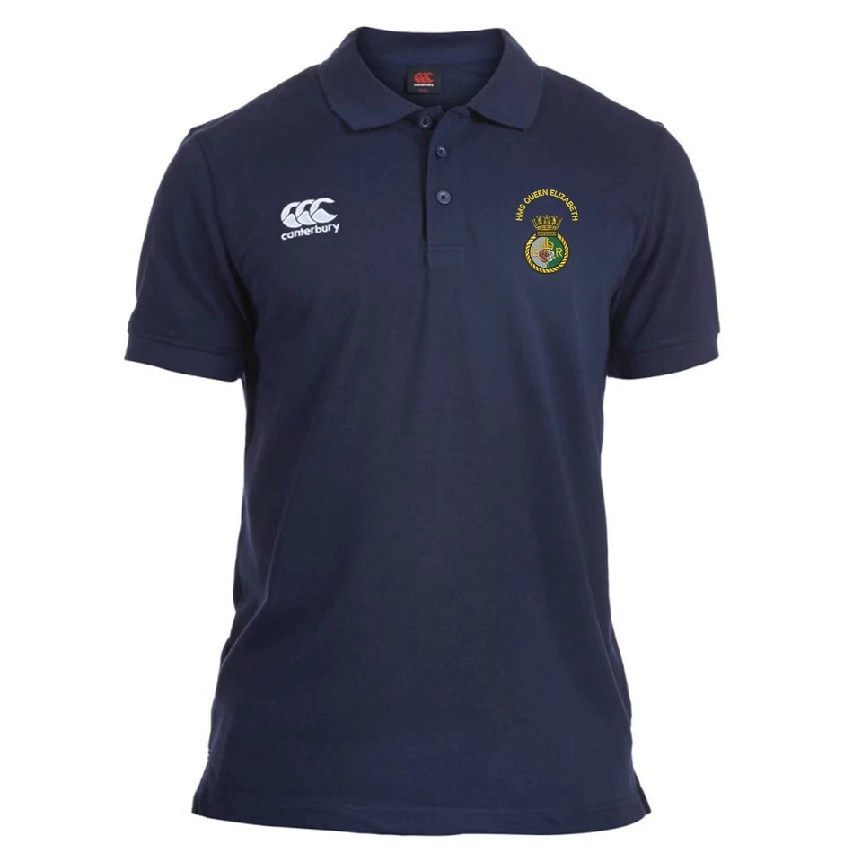 OFFICIAL HMS Queen Elizabeth embroidered Canterbury Rugby Polo Shirt - Image 1 of 1