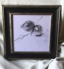 charcoal and pencil sketch of apples , still life in 28x28 cm frame