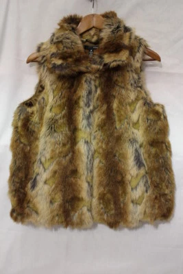 Chaleco de piel sintética marrón y negro AQUA, modacrílico, para mujer talla M-B106 Foto 1 de 4