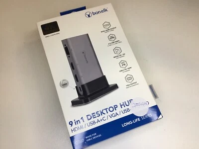 Bon.elk Desktop 9-in-1 USB-C Multiport HDMI/USB-A/Micro SD Hub Space Grey - New - image 1 of 4