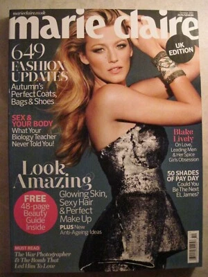 Brand New 2012 October UK British Marie Claire Magazine Gossip Girl Blake Lively Foto 1 de 2