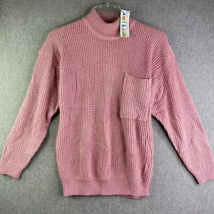 Amilano Paris Sweater Womens M. Pink Chunky Knit Mock Neck New WS24 - Picture 1 of 10