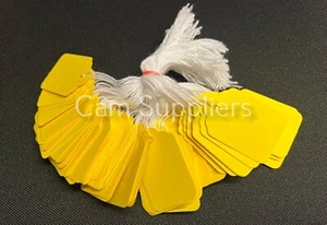 Yellow Strung Tickets 30 x 48 mm Price Tags String Swing Labels 30mm x 48mm - Picture 1 of 1