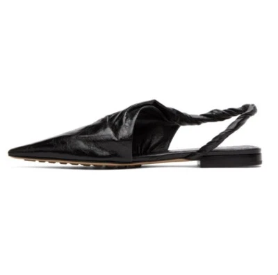 NUEVO Bottega Veneta Talla 36 • Bailarina Napa Negra Punta Plana Foto 1 de 4