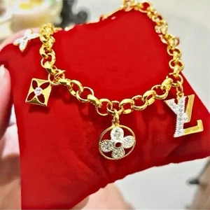 18K 22K 23K 24K THAI BAHT YELLOW GOLD WOMEN Bracelet 18 cm - Picture 1 of 9