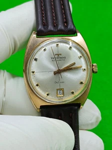 vintage Technos De Luxe Automatic watch 30 Jewels Date Indicator Gold Plated G20 - Picture 1 of 17