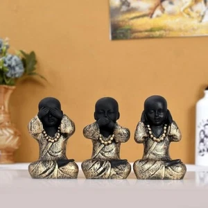 Handcrafted Set of 3 Baby Monk Decorative Showpiece - 12 cm - Foto 1 di 3