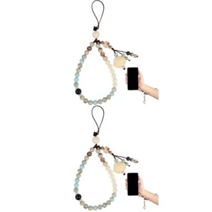 2 Pieces Handy Kette Perlenbesetztes Telefonarmband Naturstein -Telefongurt - Zdjęcie 1 z 12