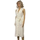 Nwt Banana Republic Ivory Button Up Collared Sleeveless Belted Dress Women's 4