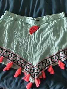 Papaya Matalan Ladies Size 20 BNWT Tassel Detail Shorts Light Sea Green - Picture 1 of 6