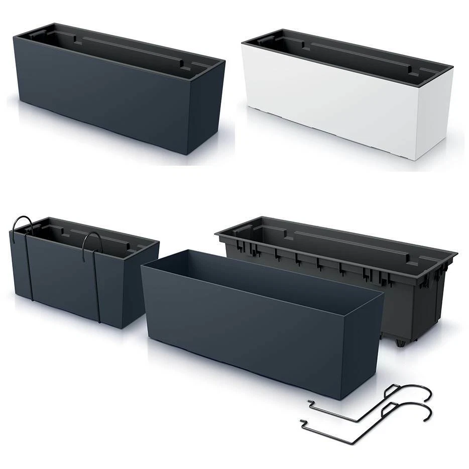 Blumenkasten Blumentopf Balkonkasten Geländer Matt-Struktur Pflanzkasten 40-80cm - Bild 1 von 1