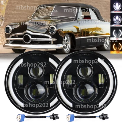 Par de faros LED redondos de 7" para Ford Custom 1949 1950 1951 1952 1953 1954-1957 Foto 1 de 4