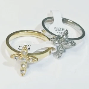 Venta al por mayor 36 piezas 3 mm arco interior exterior cruz plana circón anillos de acero inoxidable - Imagen 1 de 6