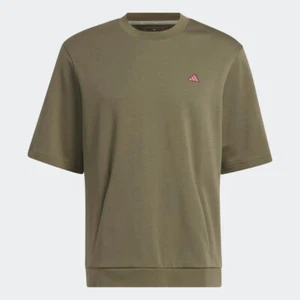 NUOVO Uomo $80 ADIDAS Go-To Crew Manica Corta Golf Felpa HS7597 Oliva XL - Foto 1 di 8