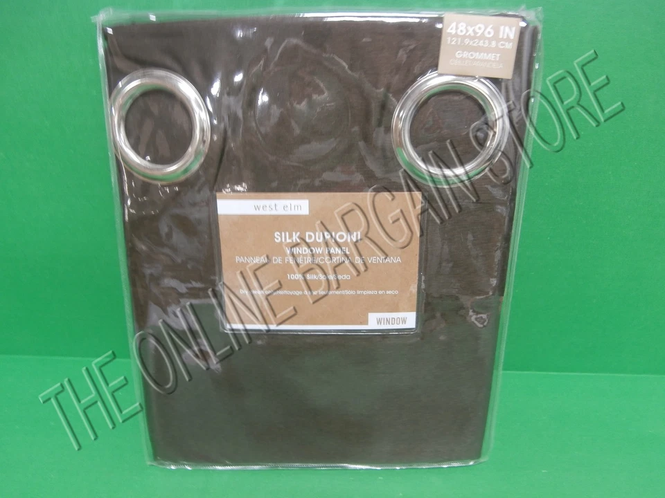 Pottery Barn West Elm Silk Dupioni Grommet Drapes Panels Curtains Espresso 48x96 - Image 1 of 1