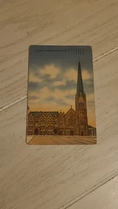 Vintage Leinen Postkarte St Marys Cathedral Trenton NJ  - Bild 1 von 2