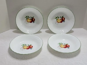 SET OF 4 CORELLE CHUTNEY PASTA BOWLS 8 1/2" SWIRL EDGE DESIGN PEARS APPLES EUC - Picture 1 of 4