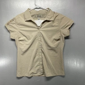 Magellan Sportswear Fishing Beige Short Sleeve Button Shirt Women Size M Medium - Picture 1 of 7