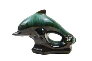 VINTAGE BLUE MOUNTAIN CANADIAN POTTERY DOLPHINS WITH WAVES, DRIP GLAZE - Picture 1 of 9