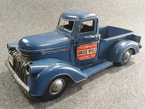 Pick Up Truck Vintage Look Decor Bruce Wigel Plumbing & Heating Blue Metal New - Picture 1 of 10