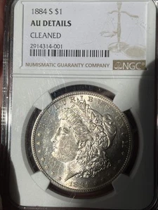 1884 S Morgan Silver Dollar NGC AU DETAILS CLEANED (AU++) - Picture 1 of 5