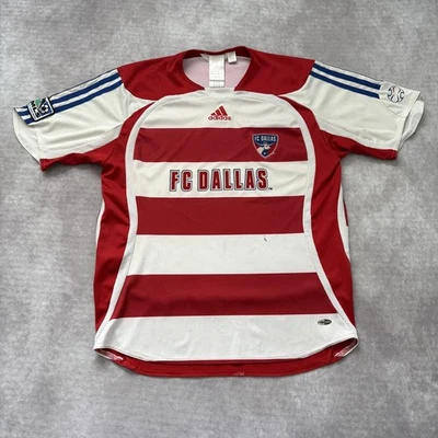 Camiseta de fútbol vintage 2006 FC Dallas talla juvenil L Adidas MLS rayas años 2000 Foto 1 de 4