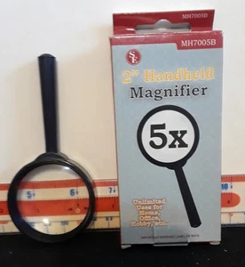 Five pc 2" Handheld Magnifier 5X  Glass Lens - Picture 1 of 3