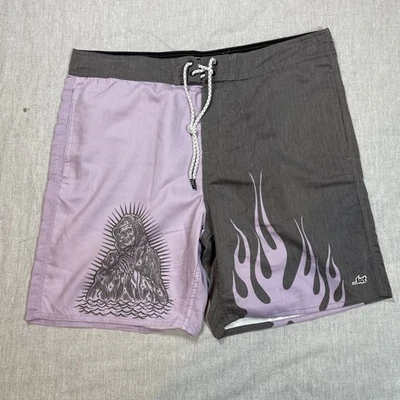 Pantalones Cortos Lost Board Para Hombre Talla 36 Gris Púrpura Cordón Parca Foto 1 de 4