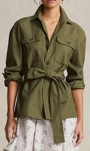 POLO RALPH LAUREN Belted Cotton Shirt jacket Olive Green Sz 10 NWT - Picture 1 of 12