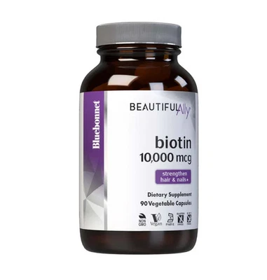 Bluebonnet BEAUTIFUL ALLY Biotina 10.000 mcg 90 Tapa Vegetal Foto 1 de 4