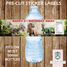PERSONALISED DINOSAURS WATER BOTTLE LABELS KIDS PARTY FAVOURS GIFTS DECORATIONS