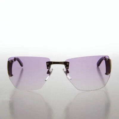 Rimless Y2K Sunglass with Purple Gradient Lens-  Emerson - Image 1 of 3