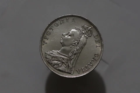 UK GB DOUBLE FLORIN 1887 BULL 2697 ARABIC SILVER HIGH GRADE B51 #K8249 Cover